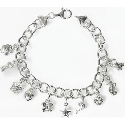 Zlatnictví Zlatíčko stříbrný náramek s přívěsky srdíčko želvička sloník medvídek 000.00054