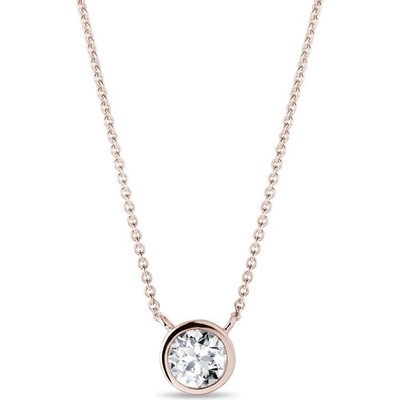 Klenota Náhrdelník z ružového zlata s bezel diamantom k0469014