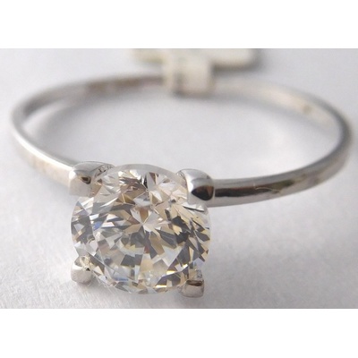 Klenoty Budín Mohutný zlatý prsten z bílého zlata zásnubní prsten 1166023