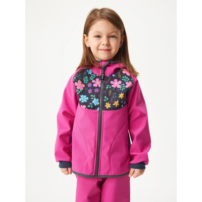 unuo Dětská softshellová bunda s fleecem Basic Fuchsiová Kytičky – Zboží Dáma