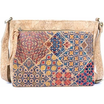 Korková kabelka cez rameno Patchwork