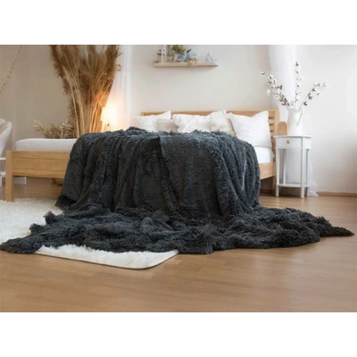 Jerry Fabrics deka s dlouhým vlasem tmavě šedá Polyester 150x200