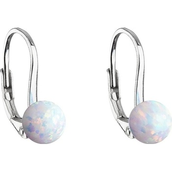 Evolution Group Pôvabné strieborné náušnice s bielym syntetickým opálom 11242.1