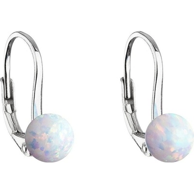 Evolution Group Pôvabné strieborné náušnice s bielym syntetickým opálom 11242.1