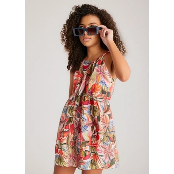 Mayoral Рокля птици и палми в оранжево за момиче Майорал