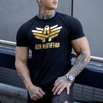 Fitness tričko Iron Aesthetics black&gold