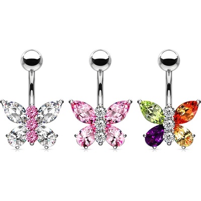 Šperky4U piercing do pupíku motýlek WP01011-C