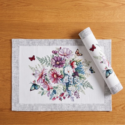 EVENIT Prestieranie pod taniere s kvetinovým motívom žinilkové 001C ružová Bavlna/polyester 30x40 cm