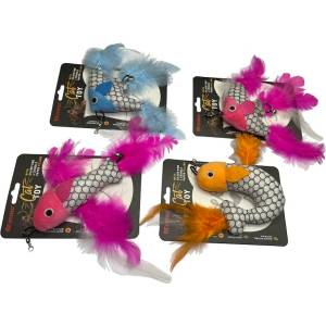 PETINTEREST Котешка играчка рибка PET INTEREST Fishes with Feathers Silver Vine Toys (25513)