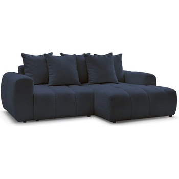Bobochic Син разтегателен ъглов диван с място за съхранение от букле (десен ъгъл) Roxelane - Bobochic Paris (108373)