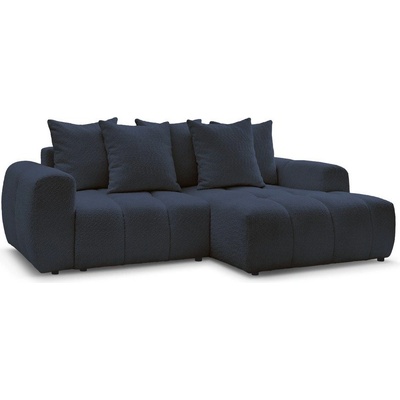 Bobochic Син разтегателен ъглов диван с място за съхранение от букле (десен ъгъл) Roxelane - Bobochic Paris (108373)