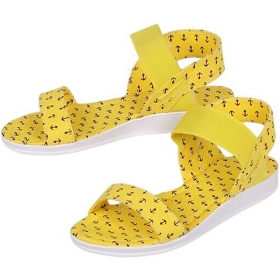 Жълти сандали с черни котвички