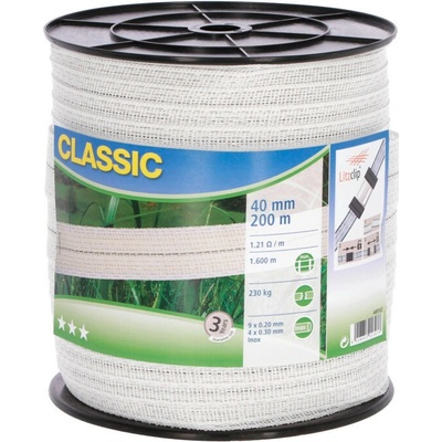 Agrofortel Ohradníková páska Classic 200 m, 40 mm, biela, 9×0,2 + 4×0,3 Niro