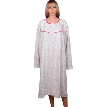 Макси ватирана нощница в бяло с малки розови цветя