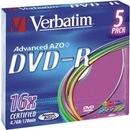 Verbatim DVD-R 4,7GB 16x, Advanced AZO+, slimbox, 5ks (43557)