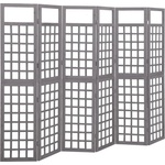 vidaXL Параван за стая, 6 панела, масивна ела, сив, 242, 5x180 см (316489)