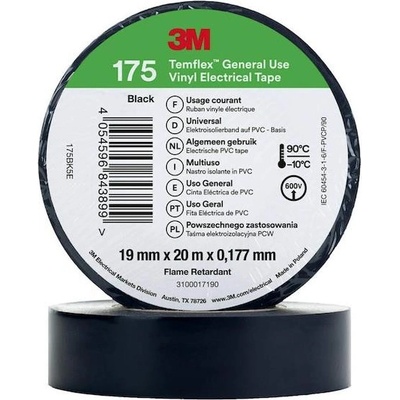 3M Изолационна лента Temflex 175 цвят ЧЕРЕН 0.18мм х 19мм, дължина 20м - 3M7401001 (3M7401001)