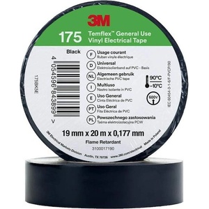 3M Изолационна лента Temflex 175 цвят ЧЕРЕН 0.18мм х 19мм, дължина 20м - 3M7401001 (3M7401001)