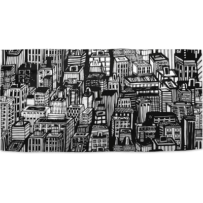 Sablio Ručník s potiskem Kreslené mrakodrapy 50 x 100 cm