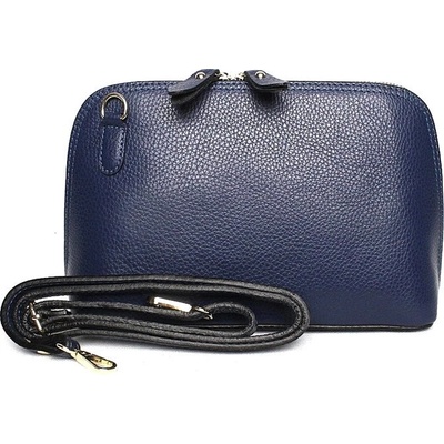 Vera Pelle dámská malá pevná kožená crossbody kabelka no. 75 tmavěmodrá