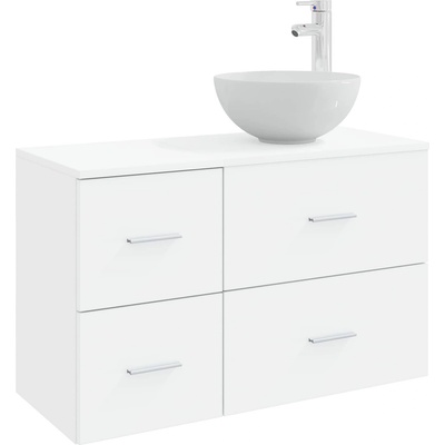 vidaXL Комплект мебели за баня 2 pcs Бяло Инженерна дървесина (3403952)