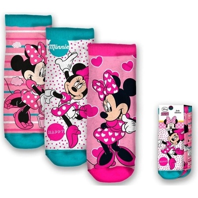 Disney 3 pack Růžovo šedé ponožky s Minnie