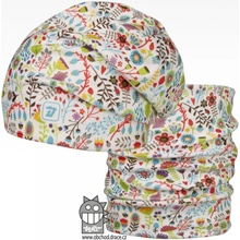 Dráče Flísová čiapka a nákrčník Dráča Yetti 15 biela kvietky