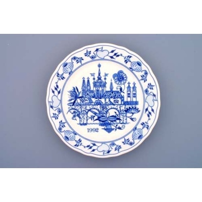 Cibulák Talíř závěsný mělký praporový výroční 1992 24cm Originál Český porcelán Dubí