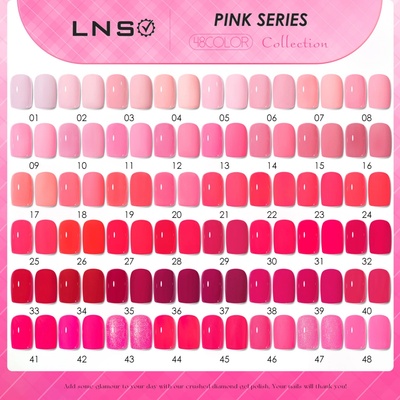 LNS GELLAC PINK SERIES – SADA 48 RŮŽOVÝCH ODSTÍNŮ | Profesionální UV/LED Gel Lak