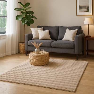 Takoy Koberec s imitácou kožušiny 80x150 3D vzor svetlo hnedý-HT-00440 | 80 x 150 cm
