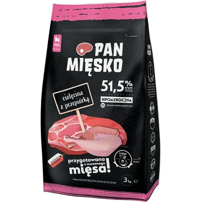 Pan Mięsko Телешко с пъдпъдък xs 3 кг за кученца