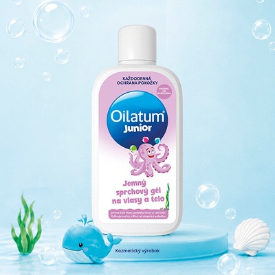 Oilatum JUNIOR jemný sprchový gél na vlasy a telo vhodný od narodenia 400 ml