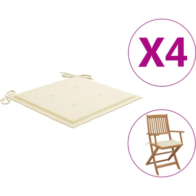 vidaXL Възглавници за столове 4 бр кремави 40x40x4 см Оксфорд плат (47590)