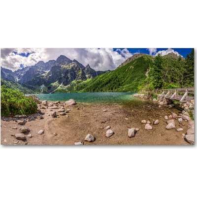 Foto-obraz fotografie na skle Jazero v horách 100x50 cm