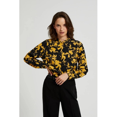 Moodo Вискозна риза с принт и яка жълта Moodo Moodo | Oranzhev | ЖЕНИ | XS