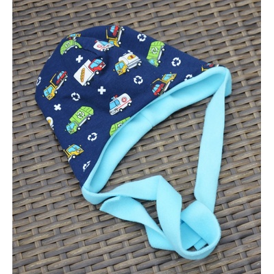 Zateplená Ušanka Autíčka na tm. modré