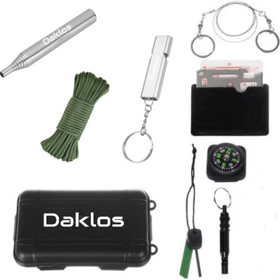 Daklos Taktický SOS box pro přežití v přírodě, sada 21 v 1,