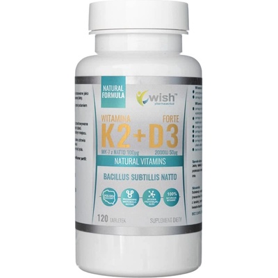 Wish Vitamin K2 MK-7 From Natto 100 mcg + Vitamin D3 2000 IU 50 mcg 120 tabliet