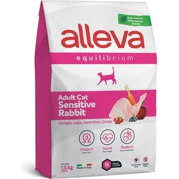 Diusapet ALLEVA® Equilibrium Sensitive Rabbit Adult - пълноценна храна за пораснали чувствителни котки, със заешко месо, Италия - 0, 4 кг 1066