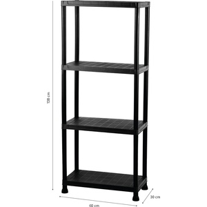 Smart storage СТЕЛАЖ PVC SMART STORAGE 136x60x30 4 РАФТА 20кг НА РАФТ ЧЕРЕН (1806030420PLBK)