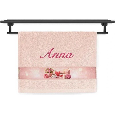 Povlečení Plus ručník se jménem na přání 30 x 50 cm pohlazení lososová