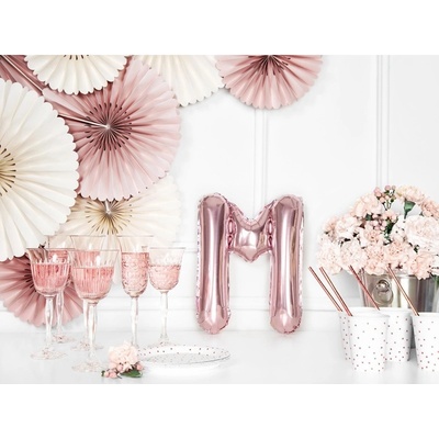 Party Deco FB2M M 019R Fóliový balón ružovo zlatý písmeno 35 cm M