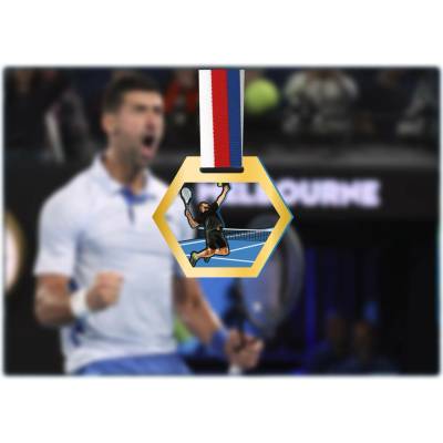 Akrylátová medaile Tenis Zlatá