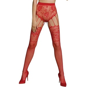Passion Lingerie Мрежест чорапогащник-жартиер Passion Eco S004 червен