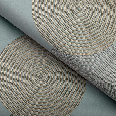 Sametová látka Tamara TMR-058 Designové kruhy na modrošedém - šířka 150 cm