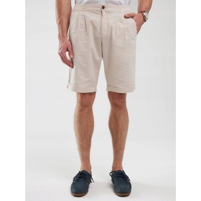 Big Star pánske ĽANOVÉ šortky KRÉMOVÉ LINESI 103