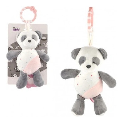 Tulilo závesná plyšová hračka s melódiou Macko Panda 24 cm ružový