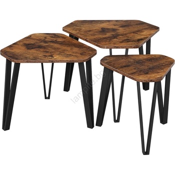 Euziel Комплект от 3 помощни масички eldur, кафяв/черен (ez0284)