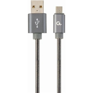 Gembird USB 2.0 A - USB 2.0 micro B M/M кабел за данни 2 м сив Премиум метална спирала CC-USB2S-AMmBM-2M-BG (CC-USB2S-AMmBM-2M-BG)