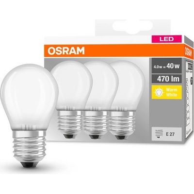 Osram LED žárovka BCLP40 E27 4W/827 3balení FILAMENT BASECLP40 ilumka FR matná